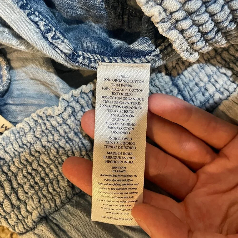 Faherty Dream Cotton Gauze Wide Leg Pant Light Indigo Wash - Picture 12 of 15